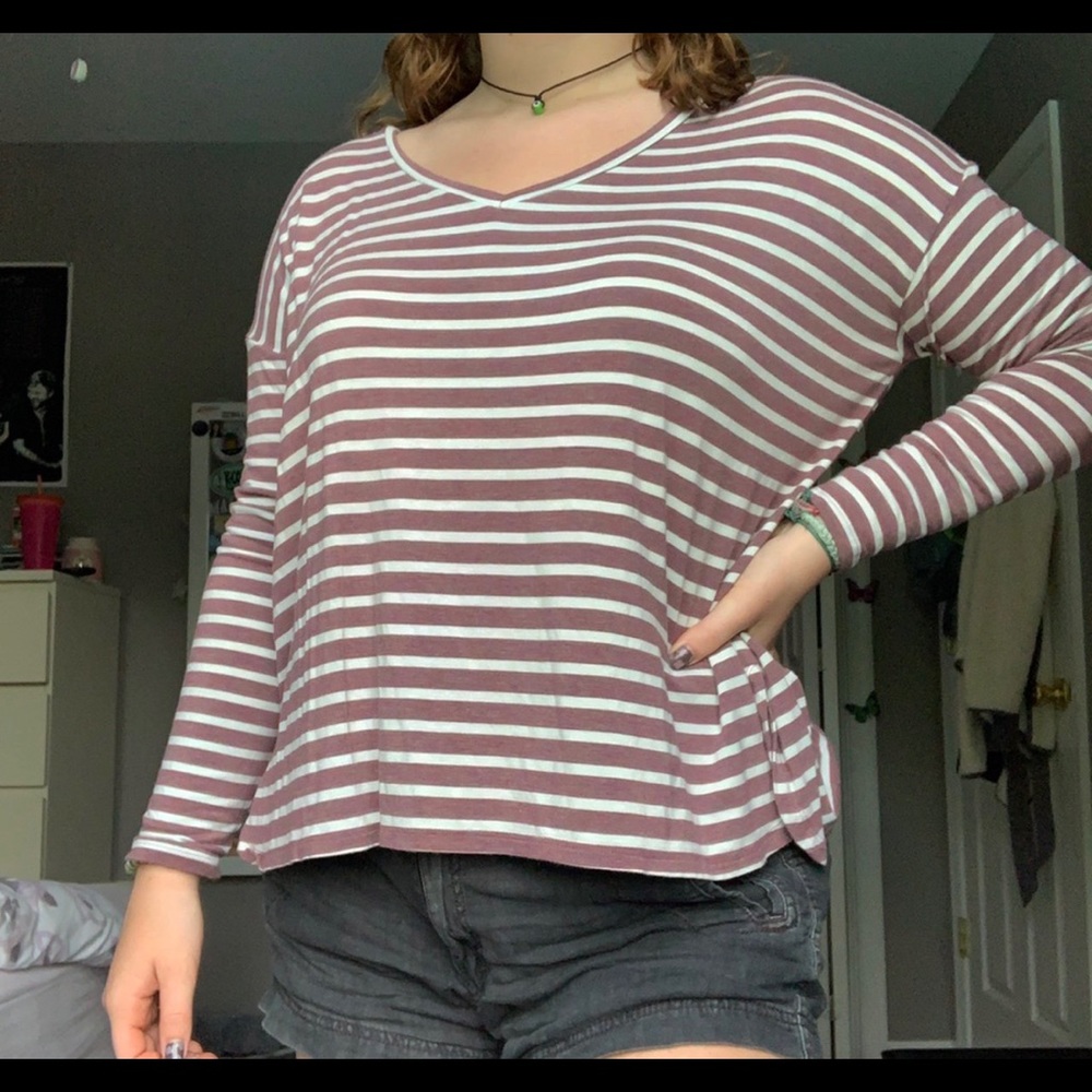 Pink and white striped American Eagle long sleeve